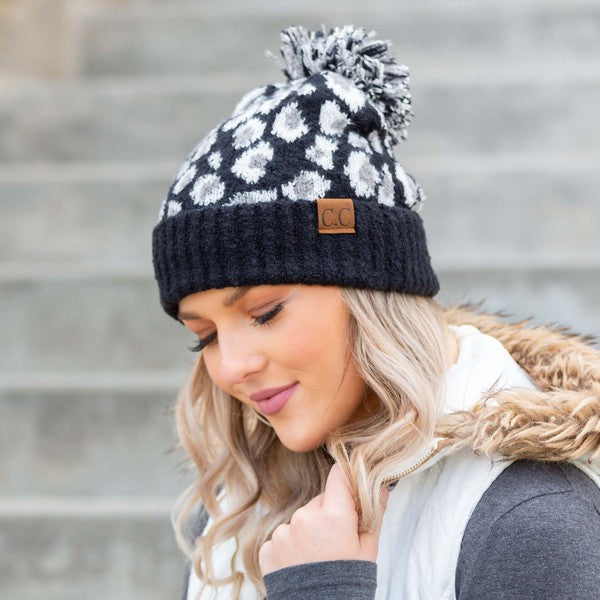 Let's Play In This CC Leopard Pom Beanie