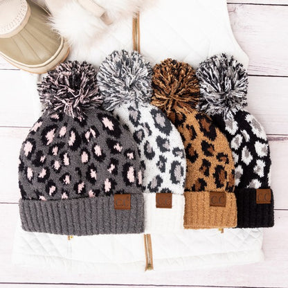 Let's Play In This CC Leopard Pom Beanie