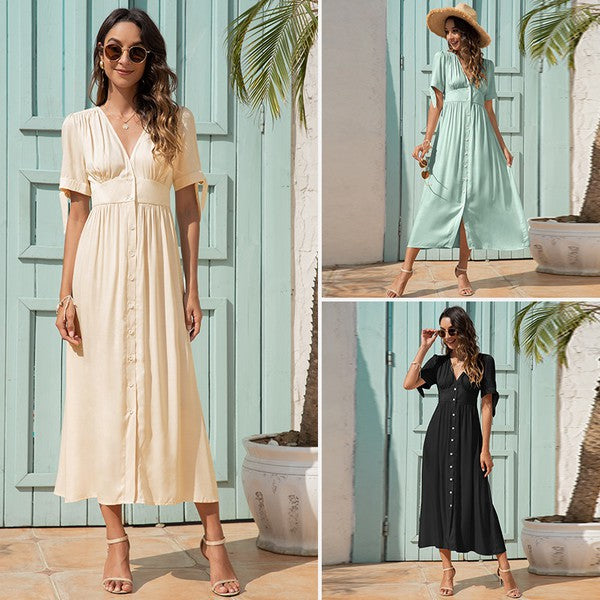 This Charming Maxi Dress With Buttons On The Front