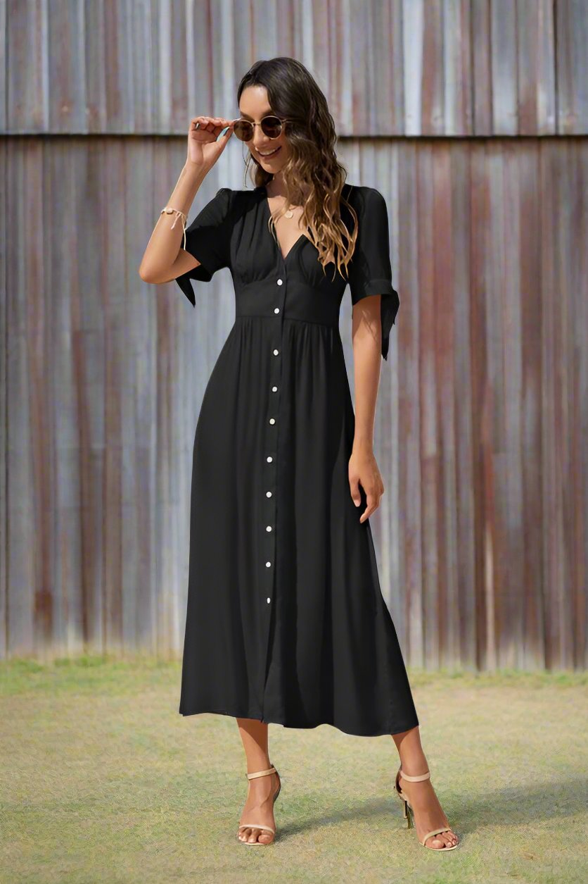 This Charming Maxi Dress With Buttons On The Front