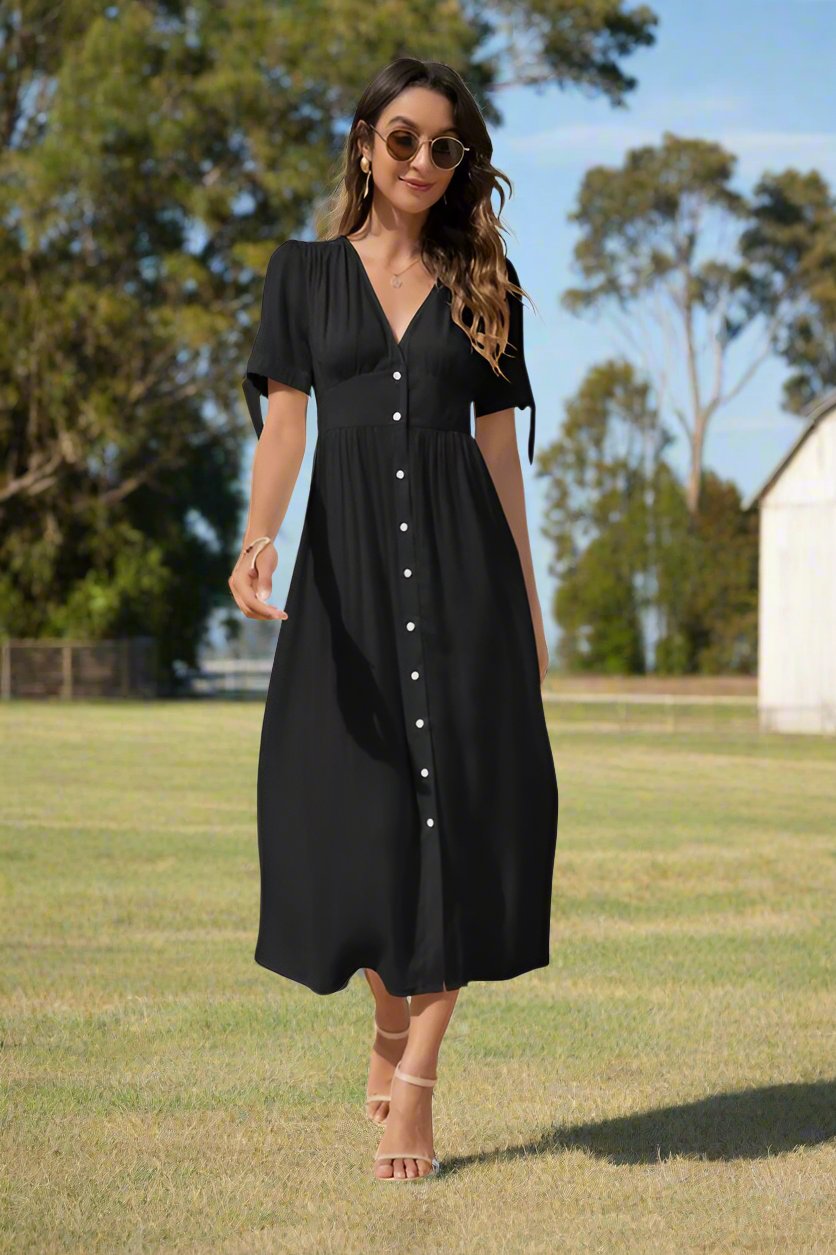 This Charming Maxi Dress With Buttons On The Front