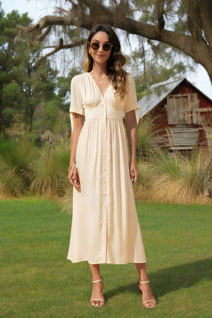 This Charming Maxi Dress With Buttons On The Front