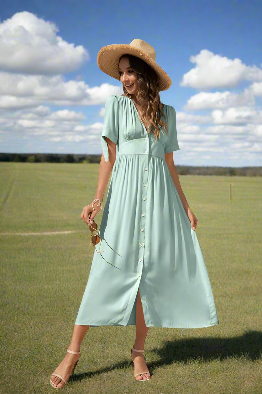 This Charming Maxi Dress With Buttons On The Front