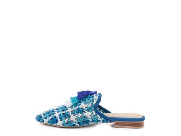 London Rag Mariana Woven Flat Mules With Tassels