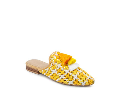 London Rag Mariana Woven Flat Mules With Tassels