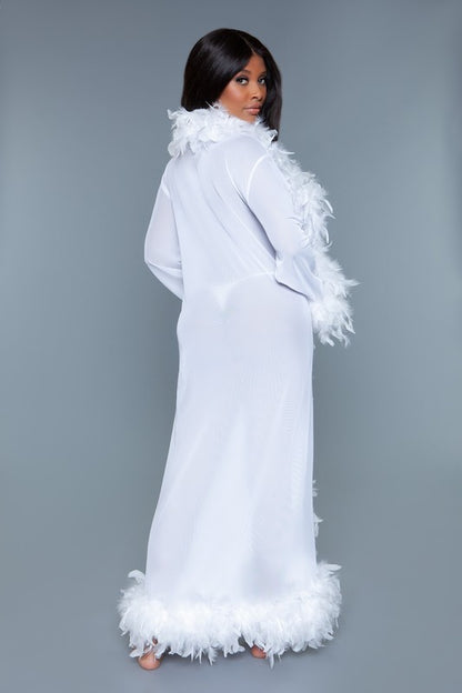 Glamour Boa Feather Trim Robe - Bee Creek Apparel