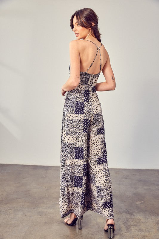 Paisley Printed Cami Jumpsuit - Bee Creek Apparel