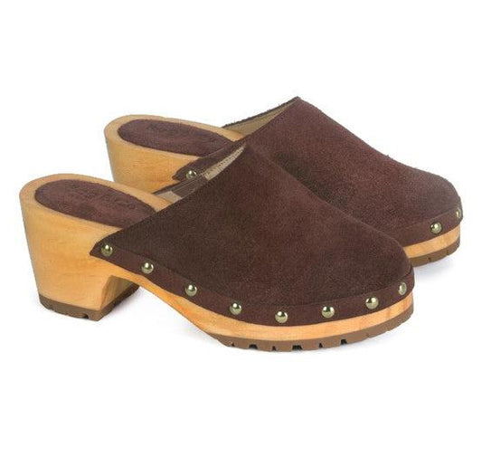 Fine Suede Studded Clog Mules