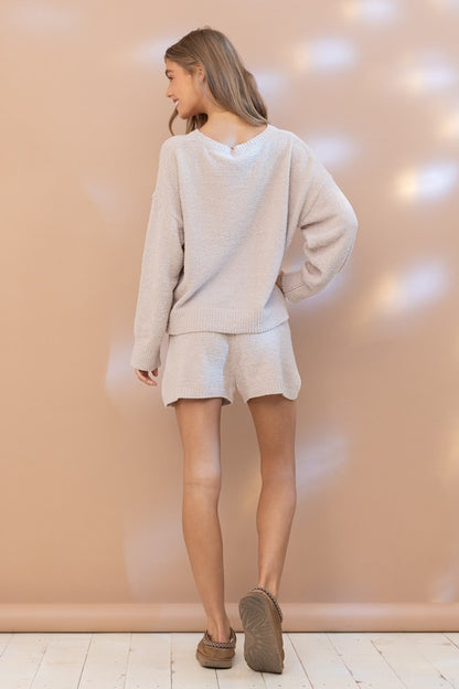 Cozy Soft Top with Pajama Shorts Set - Bee Creek Apparel