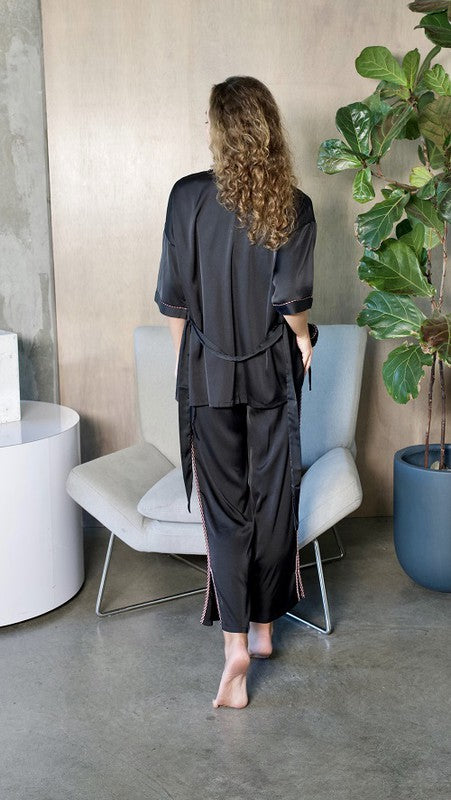 Black 3 Piece Kimono Pajama Sets - Bee Creek Apparel