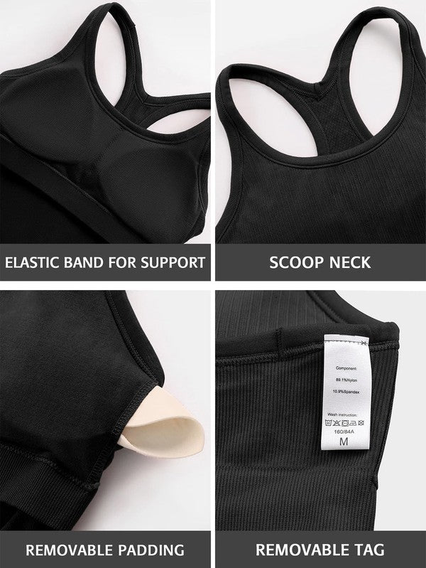 Ribbed Workout Tank Tops with Built in Bra - Bee Creek Apparel