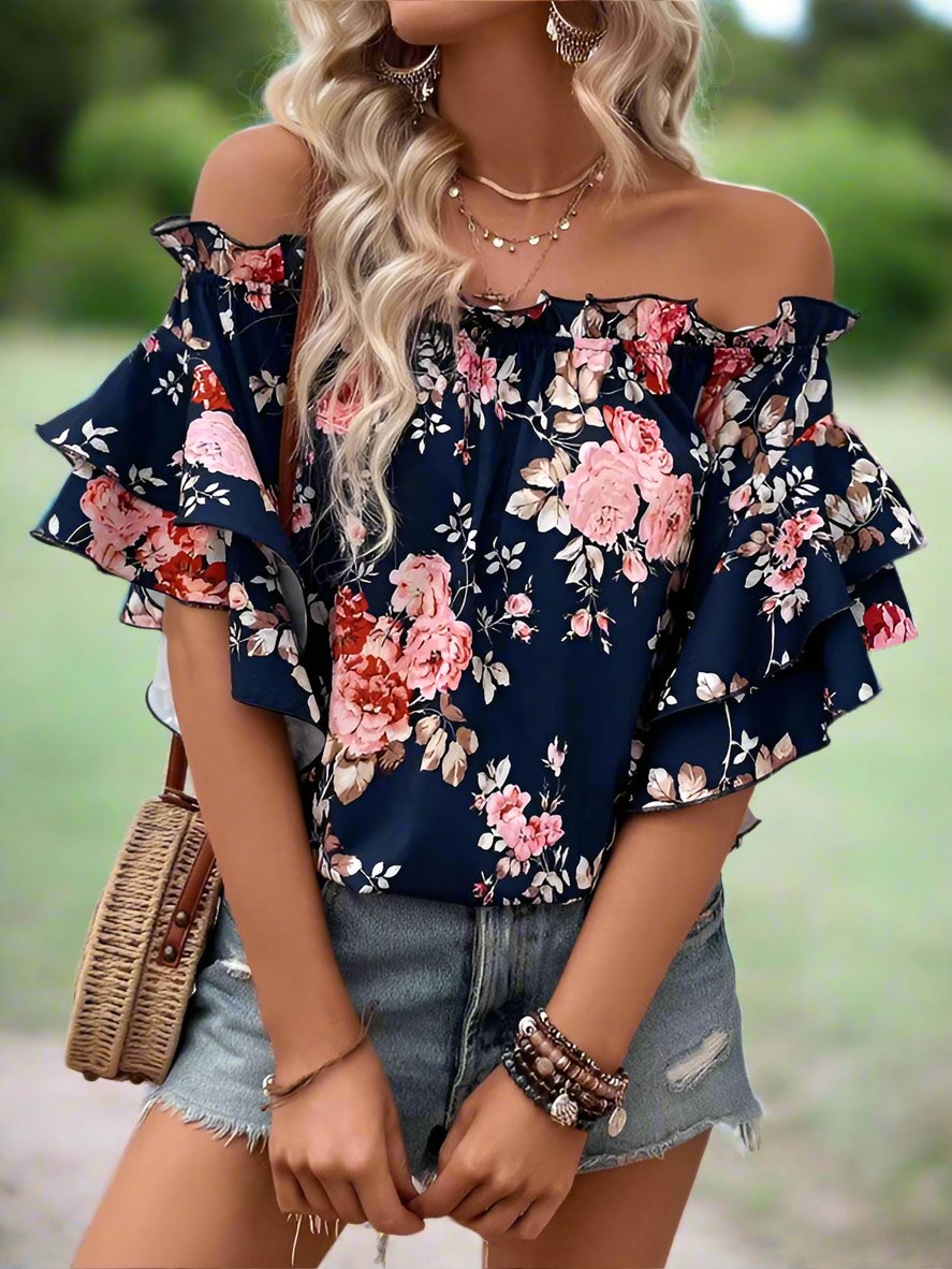 Flaunt Some Floral Off The Shoulder Blouse