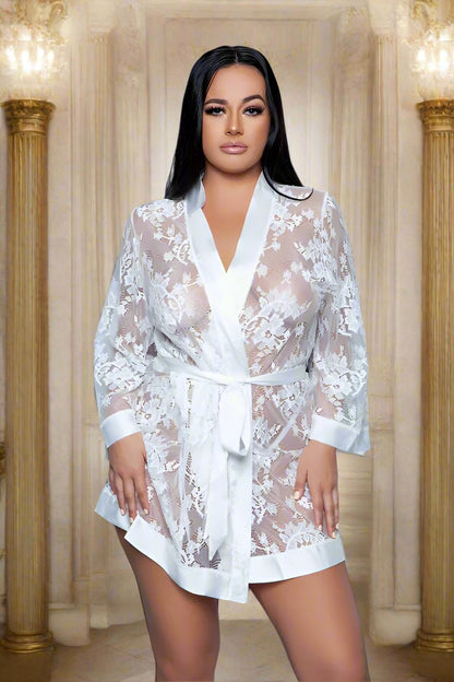 This Exquisite Floral Lace Peek A Boo Robe