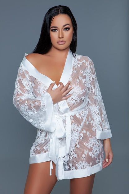 This Exquisite Floral Lace Peek A Boo Robe