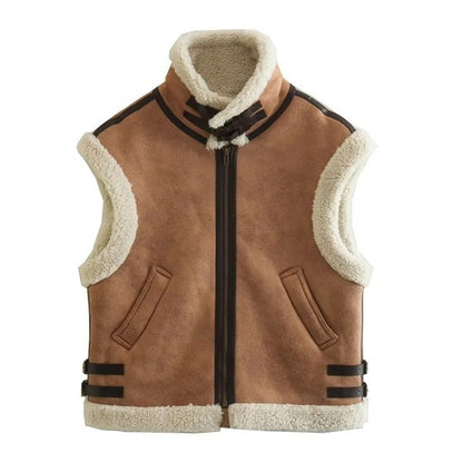 Suede Vest WIth Furry Lining