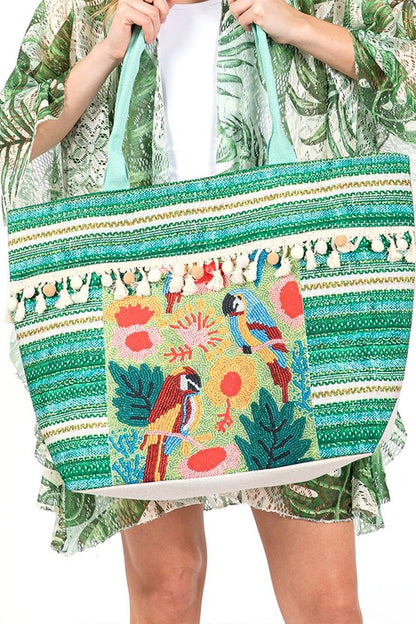 Pirate's Embroidered Tassel Oversize Tote - Bee Creek Apparel