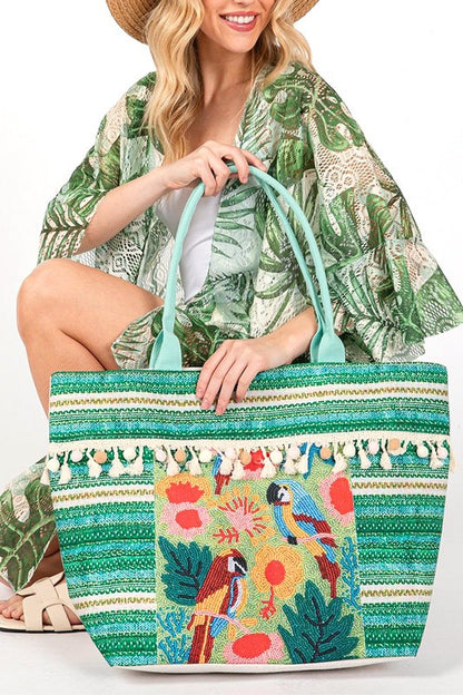 Pirate's Embroidered Tassel Oversize Tote - Bee Creek Apparel
