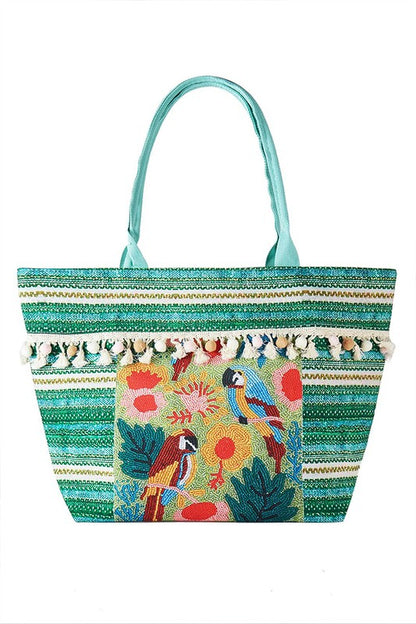 Pirate's Embroidered Tassel Oversize Tote - Bee Creek Apparel