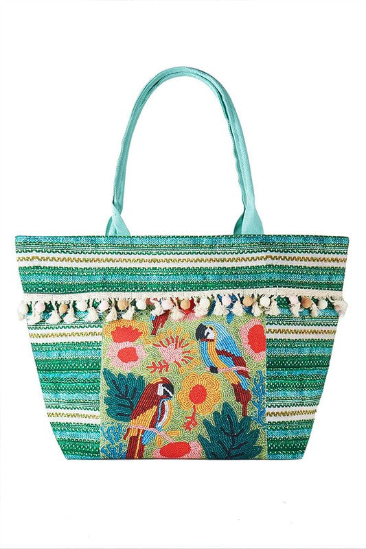 Pirate's Embroidered Tassel Oversize Tote