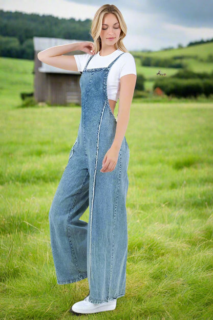 WOMEN FASHION DENIM JUMPSUIT - Bee Creek Apparel