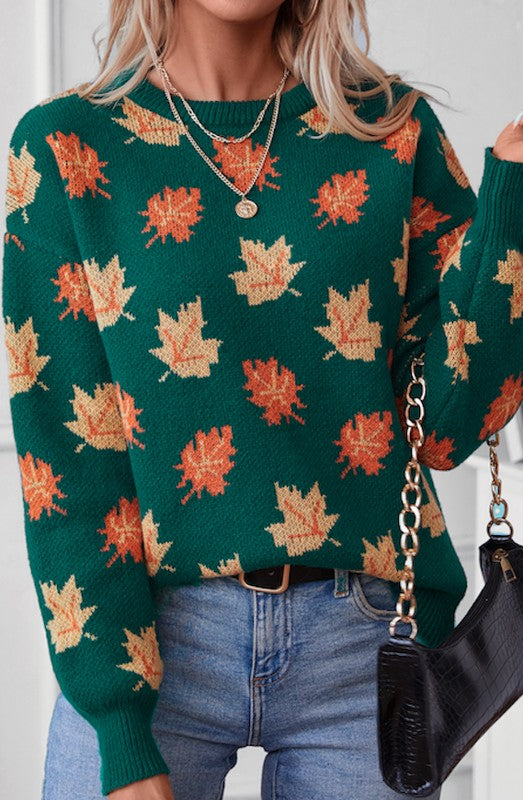 All Over Leaf Sweater