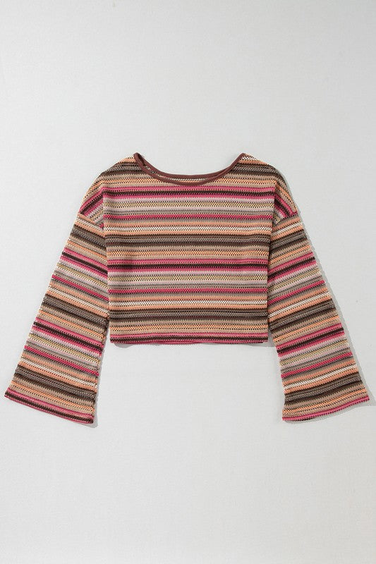 This Eye-Catching Striped Wide Cropped Long Sleeve Top