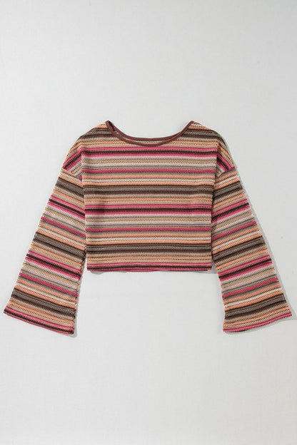 This Eye-Catching Striped Wide Cropped Long Sleeve Top