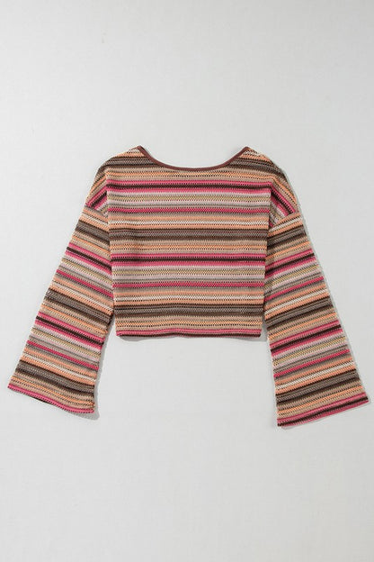 This Eye-Catching Striped Wide Cropped Long Sleeve Top