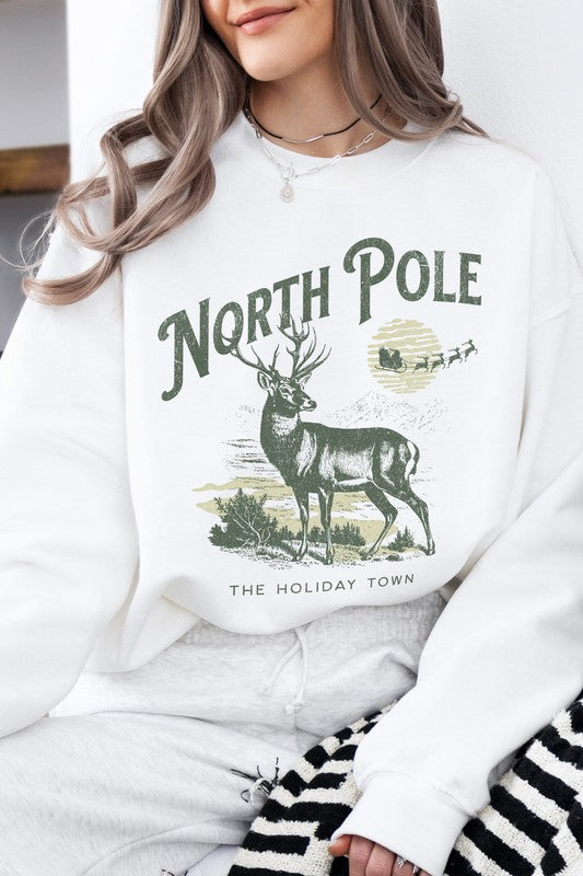 North Pole Christmas Fleece Sweatshirt - Bee Creek Apparel