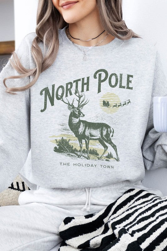 North Pole Christmas Fleece Sweatshirt - Bee Creek Apparel