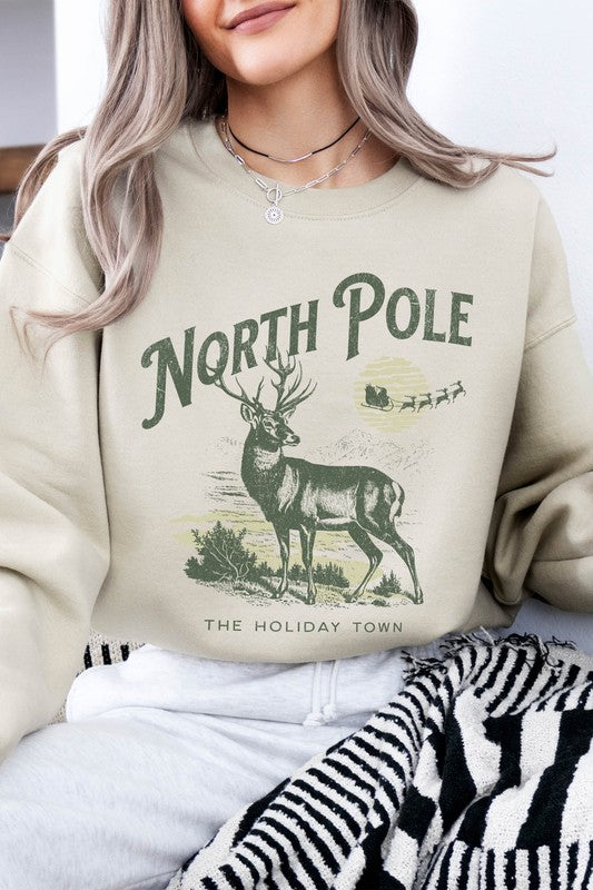 North Pole Christmas Fleece Sweatshirt - Bee Creek Apparel