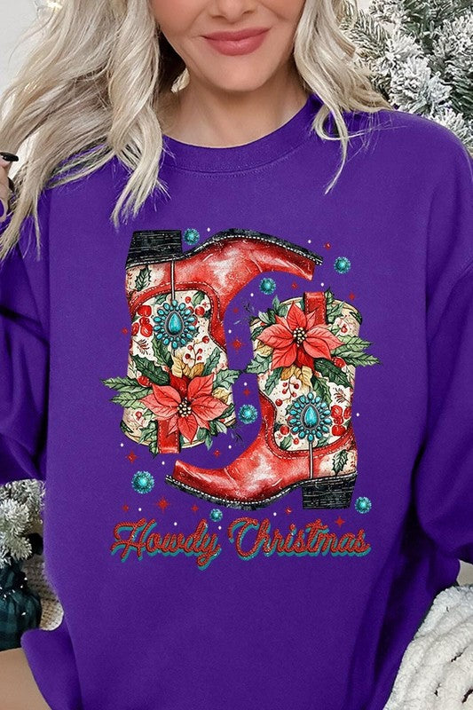 Howdy Christmas Graphic Fleece Sweatshirts - Bee Creek Apparel