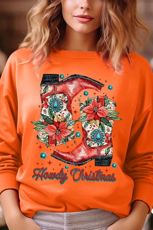 Howdy Christmas Graphic Fleece Sweatshirts - Bee Creek Apparel