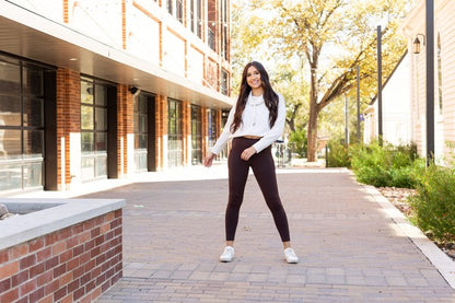 Brown Fleece Full Length Leggings with Pockets - Bee Creek Apparel