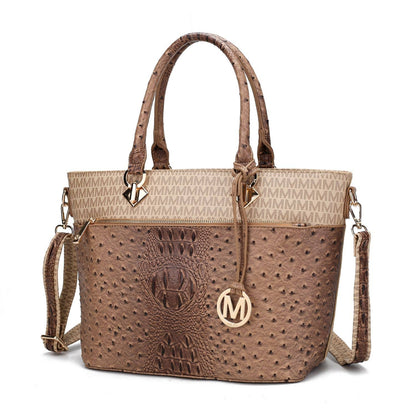 MKF Collection by Mia K - Grace Signature and Croc Embossed Tote Handbag Women