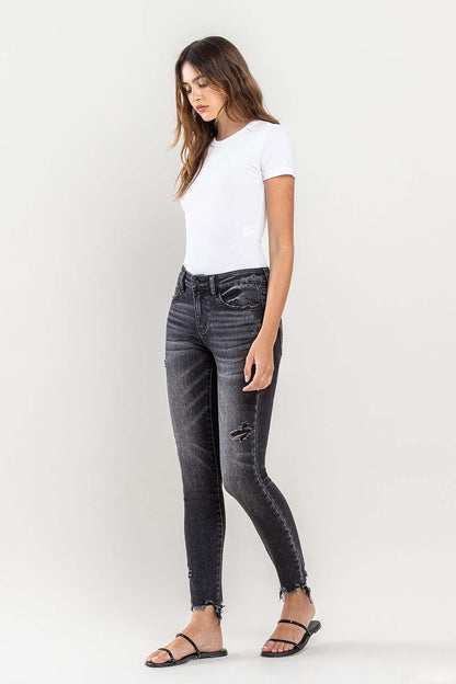 Fashion Forward In Raw Hem Cropped Skinny Jeans