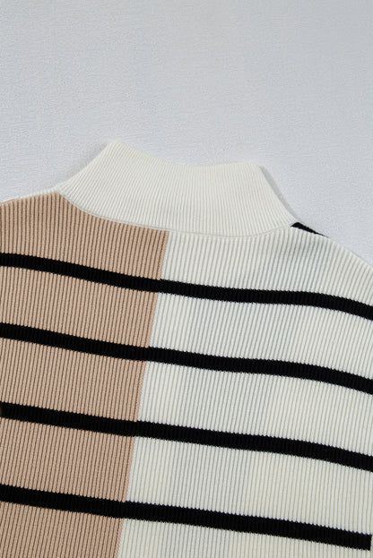 Bold In Black Stripe Quarter Zip Collar Knit Vest