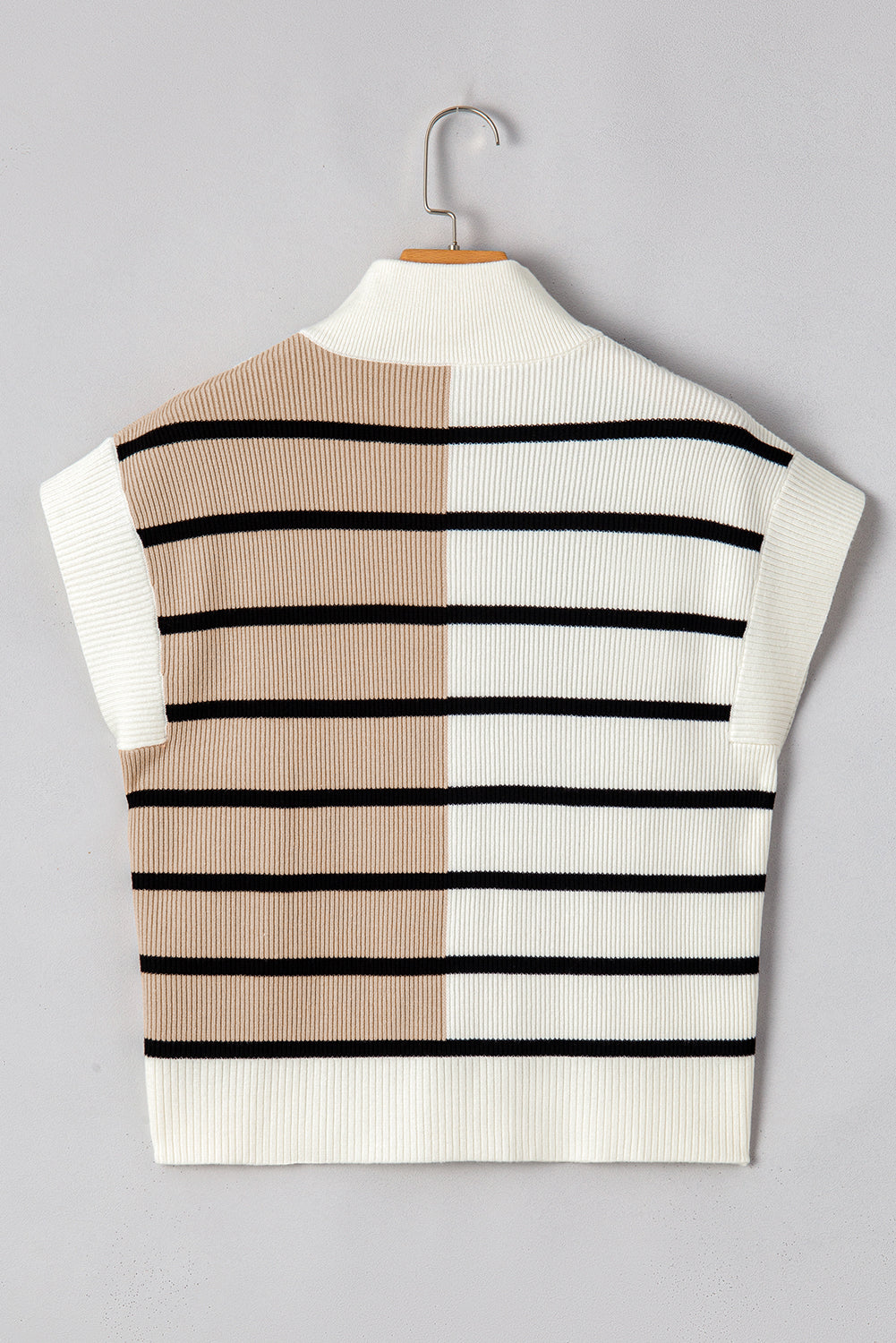 Bold In Black Stripe Quarter Zip Collar Knit Vest