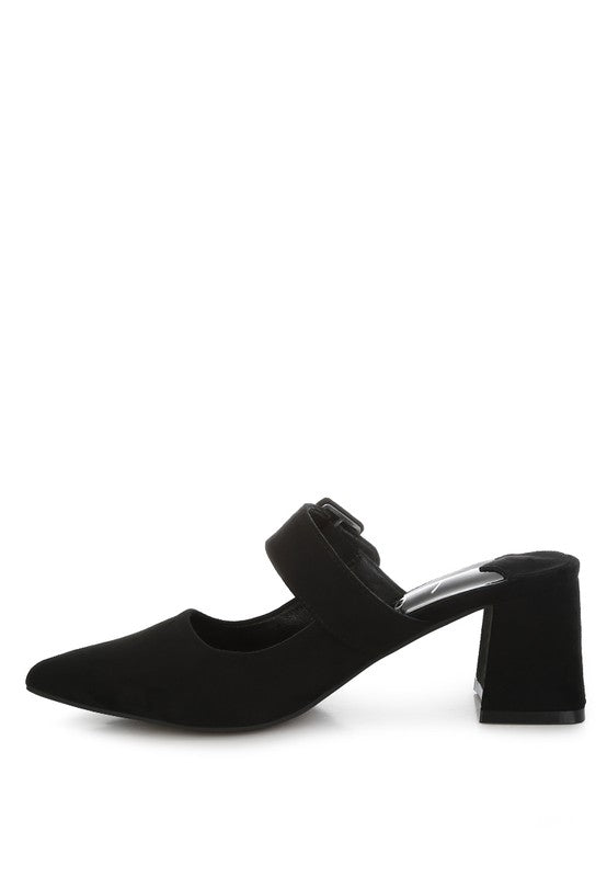 Amapola Buckle Strap Detail Microfiber Mules