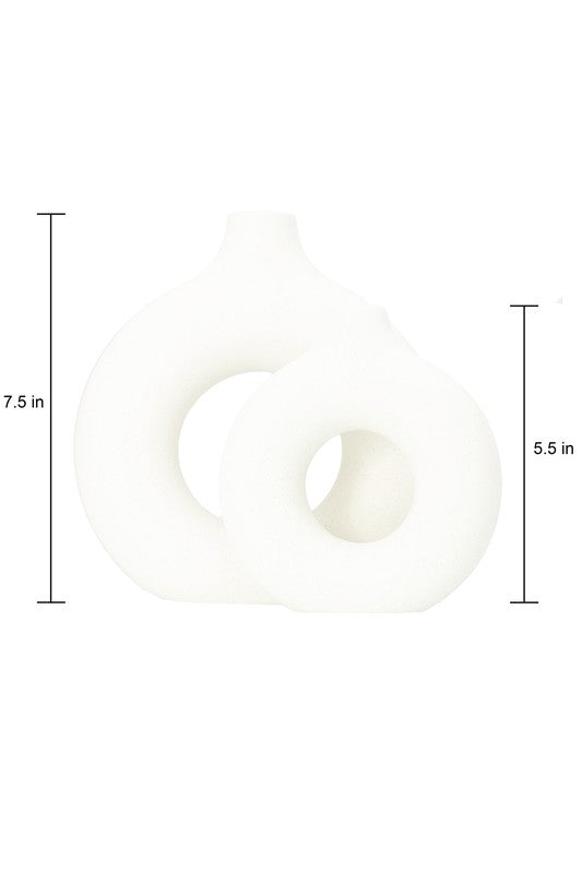 Modern Ceramic Round Vase - 2 pcs/set