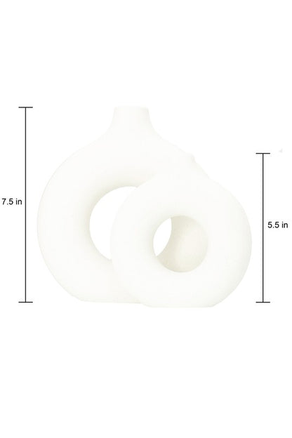 Modern Ceramic Round Vase - 2 pcs/set