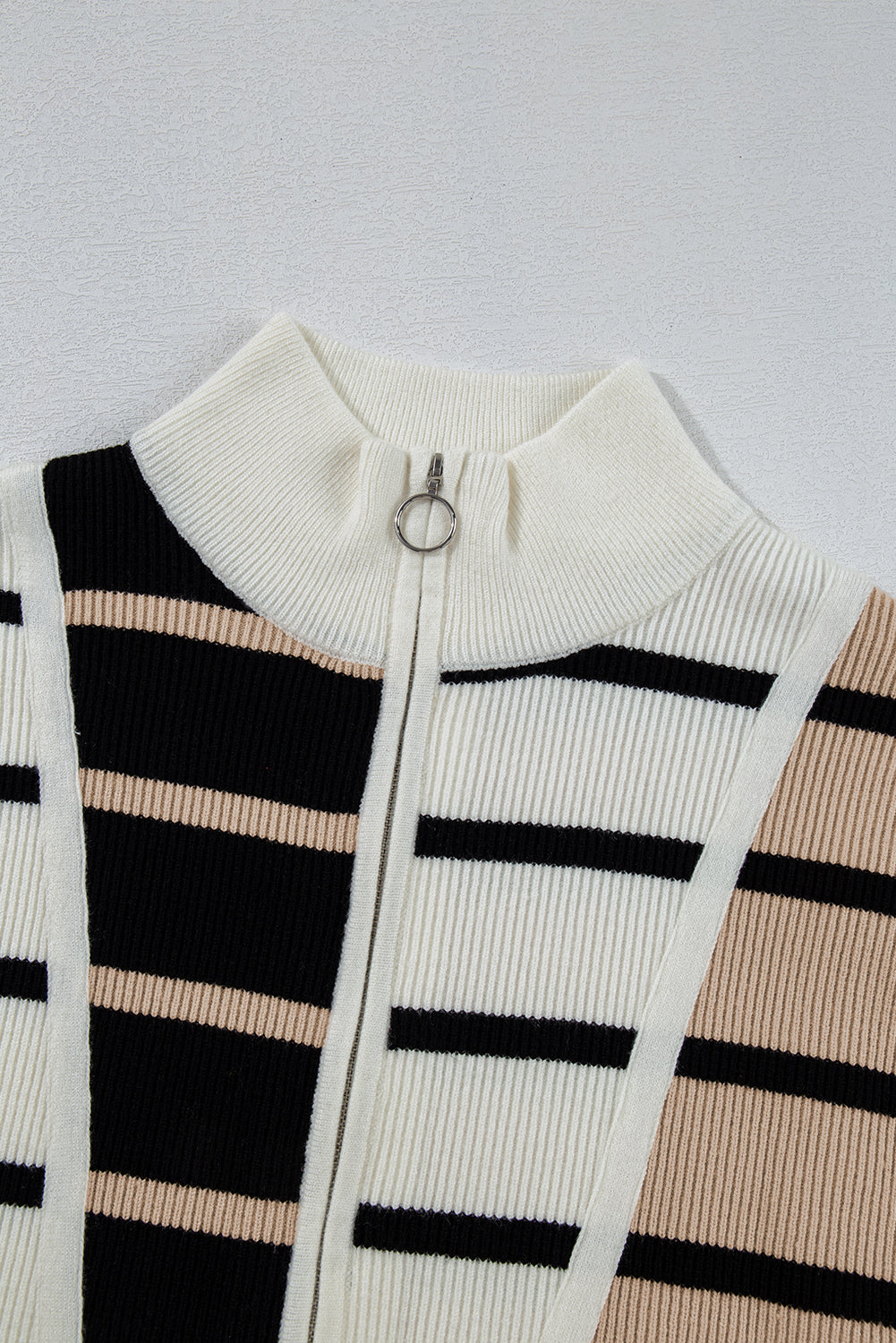 Bold In Black Stripe Quarter Zip Collar Knit Vest