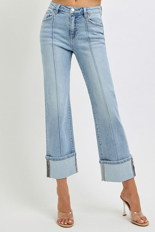 Pretty Ankle Straight Leg Cuffed Jeans