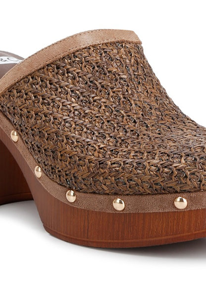 Throw Back Raffia Platform Clogs