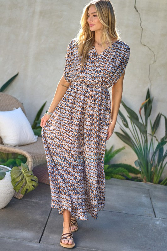 Printed V-Neck Sleeveless Jumpsuit - Bee Creek Apparel