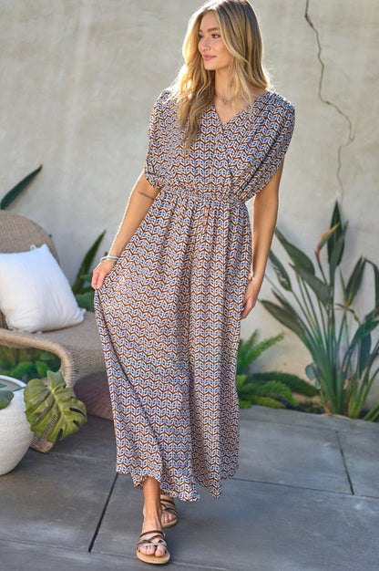 Printed V-Neck Sleeveless Jumpsuit - Bee Creek Apparel