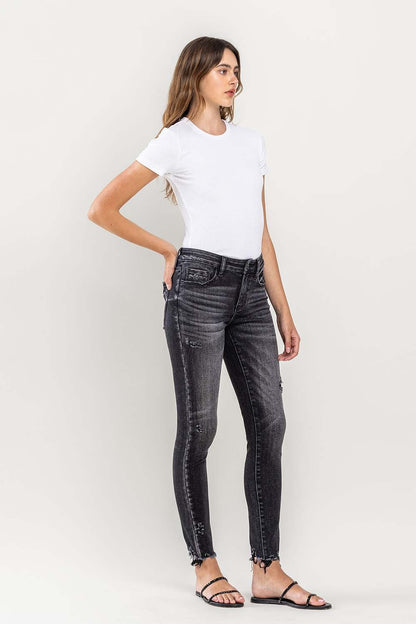 Fashion Forward In Raw Hem Cropped Skinny Jeans