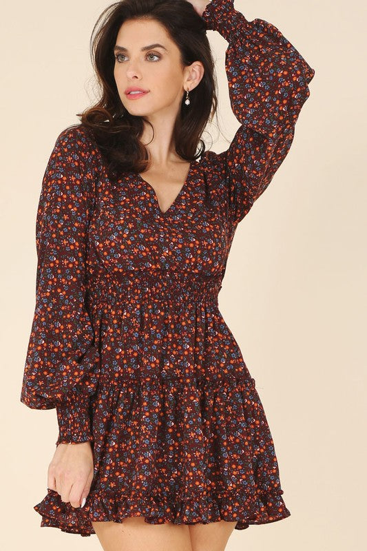 This Floral Dress Features a Charming V-Neckline