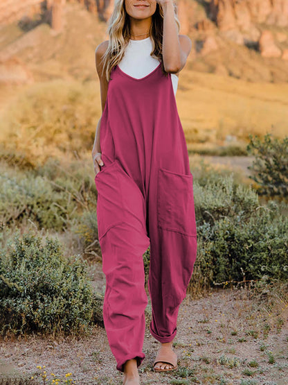 Be Ready In This V-Neck, Sleeveless ,Pocket Jumpsuit