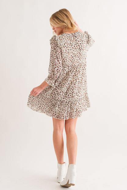 Try On This  Leopard Ruffle Hem Woven Mini Dress